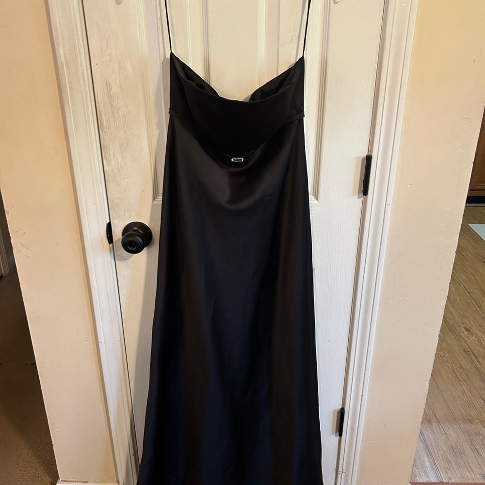 Dessy Collection Elegant Black Strapless Gown